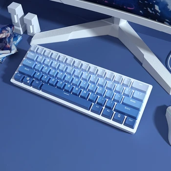 104 Клавиши RGB-Keycaps PBT Двухслойная Полупрозрачная клавиатура Синего Цвета Для Механических MX-Переключателей Набор клавишных колпачков