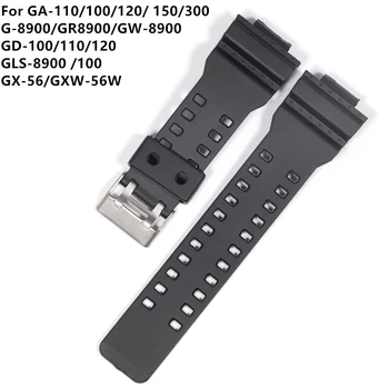 16 мм Силиконовый резиновый ремешок для часов Подходит для-Casio G Shock Сменные черные водонепроницаемые ремешки для часов Аксессуары