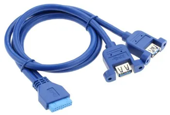2-портовый USB 3.0 типа A с гнездовым разъемом на 20 контактов, женский кабель-адаптер, шнур 0,5 м 50 см 30 см 80 см