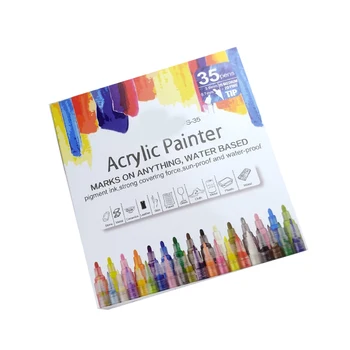 35 Акриловых красок, маркер, перманентная водонепроницаемая ручка для рисования, подходит для студентов-художников по стеклу, камню, бумаге, керамике