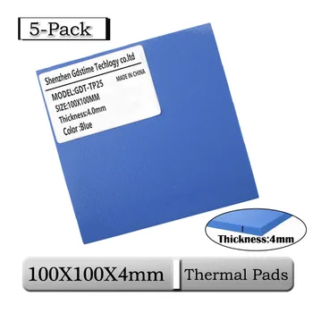 5 Шт Gdstime 100x100x4 мм Толщина 4 мм Синяя Термопластичная Прокладка Силиконовые Охлаждающие прокладки для процессора 100 ммx4 мм 0,4 см Радиатор Проводящий Тепловой