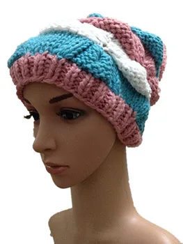 BomHCS, женская зимняя теплая толстая шапка с цветами, Вязаные шапки ручной работы, кепка