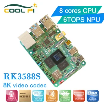 Cool Pi Rockchip RK3588S Поддерживает 5,8 G/2,4 g wifi + BT Gigabit Ethernet Одноплатный компьютер с 8-ядерным 64-битным процессором, 6 топами AI NPU