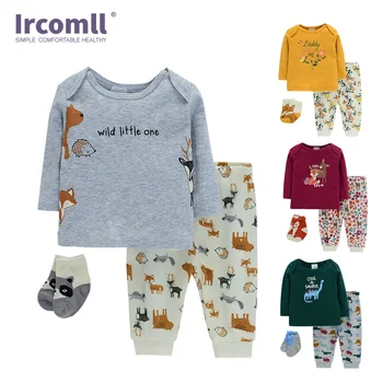 Ircomll/ новинка 2022, летние комплекты для маленьких детей, аксессуары для новорожденных, футболка + штаны + носки, 3 шт. или одежда для младенцев, детская одежда