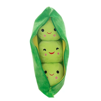 Lovely Pea Pod Shape Plush Bean Bag With 3 Smiling Beans Soft Pillow Home Decoration мягкие игрушки мягкая игрушка 봉제인형