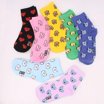 Весенне-летние милые носки в стиле Каваи Харадзюку, хлопковые носки для релаксации, женские носки с рисунком из мультфильма, 7 цветов, Женские носки