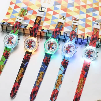 Детские часы Marvel с Человеком-пауком Для мальчиков, разноцветный источник света, часы Принцессы Грильс, подарочные часы для вечеринки, наручные часы Relogio Feminino