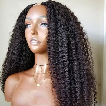 Длинный кудрявый U-образный парик из человеческих волос европейского производства Remy, 24-дюймовый бесклеевой еврейский мягкий парик натурального цвета для чернокожих женщин Ежедневно