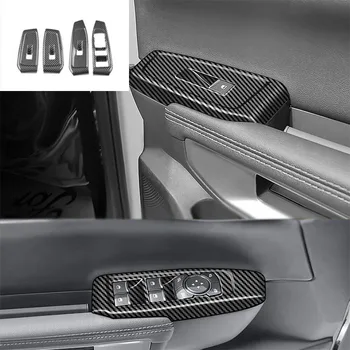 Для Ford Ranger 2023 2024 Автомобильные аксессуары из углеродного волокна, Кнопка подъема оконного стекла, панель переключателя, отделка дверного подлокотника, Автозапчасти
