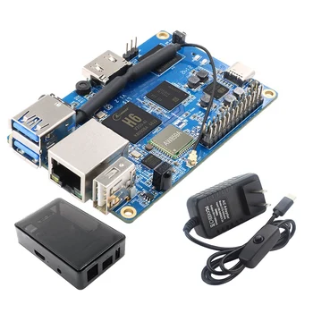 Для Orange Pi 3LTS Allwinner H6-Core 2 ГБ + 8 ГБ EMMC Flash HD + WIFI + Плата BT5.0 + Чехол + Адаптер питания US Plug