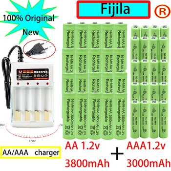 Долговечные аккумуляторы типа ААА, 1,2 В aaa 3000 мАч, 1,2 В aa3800 мАч Ni-MH Аккумулятор для Микрофона и камеры с зарядным устройством