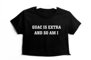 Женская Укороченная футболка с графическим принтом Skuggnas Guac Is Extra и So Am I с коротким рукавом, Модные Повседневные Топы Tumblr, Розовый Саркастический