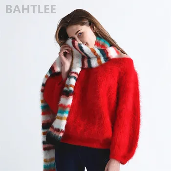 Зимний женский шарф BAHTLEE, сверхдлинный шарф, Ангольское вязание, сохраняет тепло, модный Брендовый стиль, идеальный нейтральный