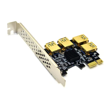Золотая Карта PCIE PCI-E Riser Card 1-4 USB 3.0 Multiplier Hub XI Express 1X 16X Адаптер Для Майнинга Биткойнов ETH Miner