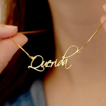 Золотое ожерелье с табличкой, изготовленное на заказ, ожерелье-цепочка из нержавеющей стали для женщин, персонализированные буквы, ожерелье с подвеской для подарков