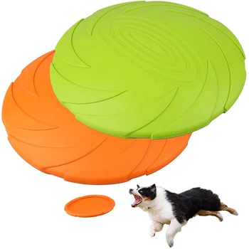 Интерактивные игрушки для жевания собак, прочный летающий диск для собак, устойчив к укусам, мягкая резиновая игрушка для щенков, товары для дрессировки собак