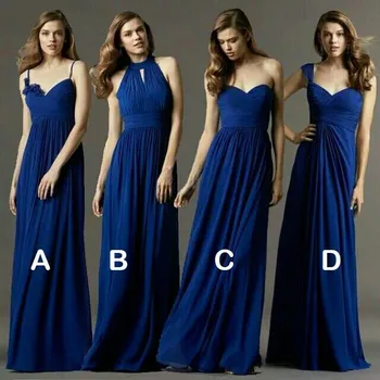 Королевский синий Новый индивидуальный цвет и размер! Сладкие 4 стиля, длинные платья подружек Невесты, цвета свадебного платья, платье для выпускного вечера, женское платье большого размера