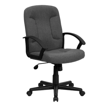 Кресло для руководителя из серой ткани со средней спинкой Garver, вращающееся Офисное кресло с нейлоновыми подлокотниками