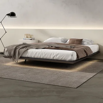 Кровать Итальянская минималистичная астра для Спальни из массива дерева с двуспальной кроватью 2 X Подвесная без спинки