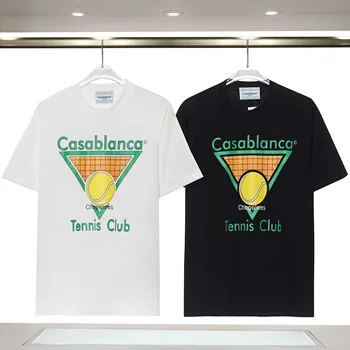 Летние футболки с коротким рукавом с принтом тенниса Casablanca для мужчин и женщин, свободные модные футболки с коротким рукавом