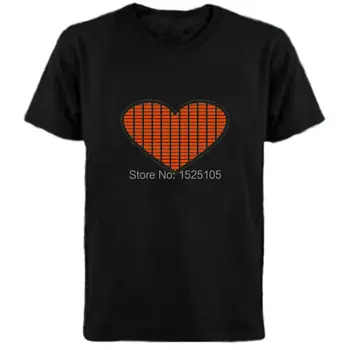 Любители одеваются в форме сердца, футболка с El-панелью, Звуковая активная El-футболка с инвертором