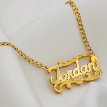 Модное 3D ожерелье с пользовательским именем, Женское Готическое ожерелье с двойным покрытием, Персонализированное Ожерелье с буквами, подарок