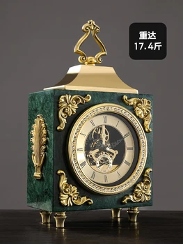 Мраморные старомодные часы в европейском стиле, ретро-часы, украшение гостиной, Часы-дисплей, Домашний рабочий стол, Настольные часы, креатив
