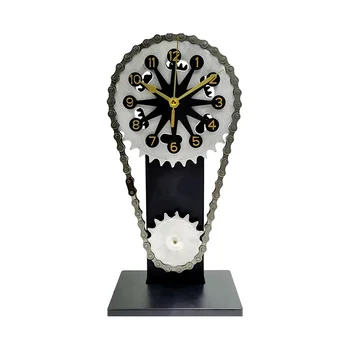 Настольные часы с вращающейся шестерней, настольные часы с винтажной вращающейся шестерней, часы в стиле стимпанк с движущимися шестернями (черный)