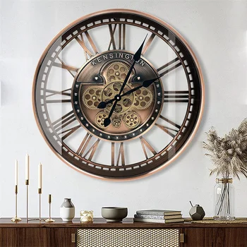 негабаритные промышленные Бронзовые кварцевые аналоговые настенные часы в стиле стимпанк под старину для домашнего декора