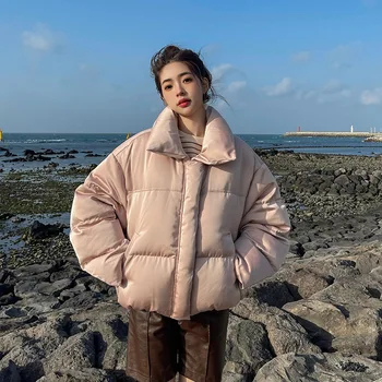 Новая свободная и утягивающая корейская версия утолщенной пуховой хлопчатобумажной куртки, хлебной куртки, короткой куртки для женщин