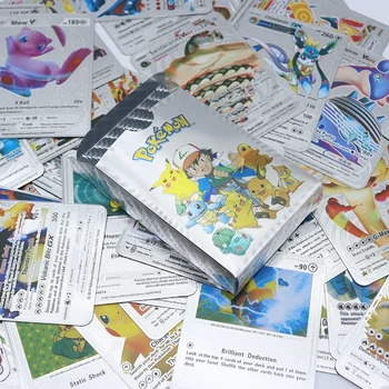 Новые 54 Штуки Металлических Золотых карточек Pokemon Коробка с Золотыми Буквами Игральные Карты Metalicas Charizard Vmax Gx Серии Game Card Box Игрушки