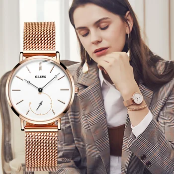 Новые женские кварцевые часы для девочек, уникальный дизайн стопорной стрелки, элегантный ремешок из розового золота, женские водонепроницаемые наручные часы 5190