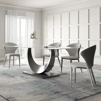 Новый обеденный стол из итальянского мрамора, размер квартиры, Светлый Роскошный современный высококачественный прямоугольный креативный дизайнерский кухонный стол