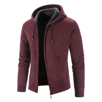 Новый осенне-зимний плюшевый утолщенный мужской свитер Оверсайз, пальто, кардиган на молнии с капюшоном, теплый свитер