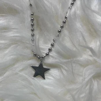 Ожерелье с подвеской в виде звезды из титановой стали для мужчин и женщин Y2K в стиле хип-хоп, крутые Бусы для горячих Девушек, Цепочки, Колье, Корейская Бижутерия