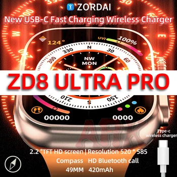 Оригинальные Смарт-часы Z8 Ultra Pro BT Call 2,2 дюймов NFC Type-c Беспроводное Зарядное Устройство Smartwatch для Xiaomi PK DT7 MT8 HK8 Watch Ultra