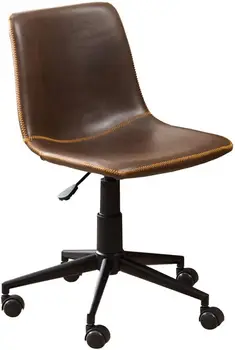 Офисное кресло из искусственной кожи с поворотом на 360 градусов, коричневое