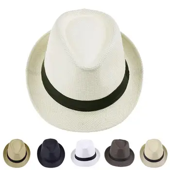 Пляж солнце соломенная шляпа женщины мужчины Hat завитые Брим плетеный солнцезащитный крем на открытом воздухе путешествие Панама Джаз шляпа ковбойская шляпа Шляпа гангстер кепка