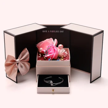 Подарочная коробка подарок на День Святого Валентина женская цветущая роза двойная открытая подарочная коробка свадебный подарок пустая коробка