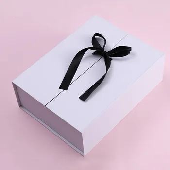 Подарочная коробка с бантом на День Святого Валентина Прямоугольная лента с двойным клапаном креативный Рождественский Свадебный розовый бант романтическая упаковка