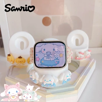 Подставка для зарядки Apple Watch Kawaii Cinnamoroll Mymelody Kuromi Sanrio, Мультяшные милые часы, Держатель беспроводного зарядного устройства, игрушки для девочек, подарки