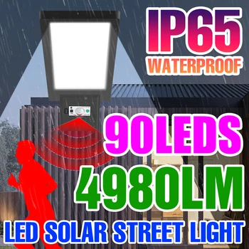 СВЕТОДИОДНЫЕ Солнечные Уличные Фонари Садовая Лампа IP65 Водонепроницаемые Прожекторы Наружного Освещения С Датчиком Движения Уличные Фонари На Солнечной энергии