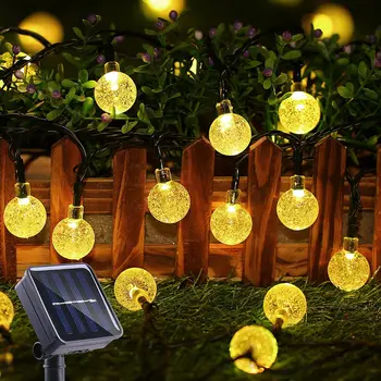 Светодиодные Струнные светильники Bubble Crystal Globe с 8 режимами Водонепроницаемого внутреннего освещения на солнечных батареях для декора вечеринки в саду