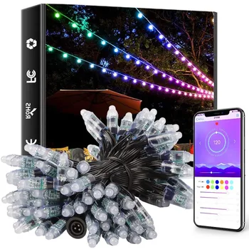 Светодиодные уличные водонепроницаемые Струнные светильники Smart Bluetooth, Сказочная Гирлянда, Музыкальный ритм, Украшение для Рождественской свадьбы, Свет Гирлянды