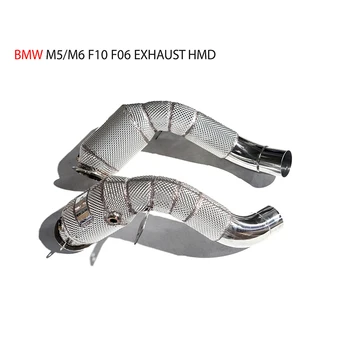 Сливная труба выпускного коллектора HMD для BMW M5 M6 F10 F06 Автомобильные аксессуары с каталитическим коллектором без Cat