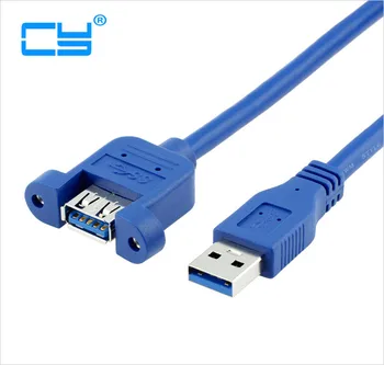 Удлинительный кабель USB3.0 3 М 4,8 Гбит/с, Шнур для синхронизации данных, преобразователь интерфейса USB 3.0 Type-A между мужчинами и женщинами с креплением на панель/Синий цвет