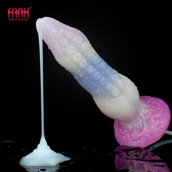 Фаллоимитатор FAAK Fantasy с Эякуляцией в виде животного С присоской, Брызгающий пенис, Жидкий силикон, красочные Секс-игрушки для Мужчин и Женщин