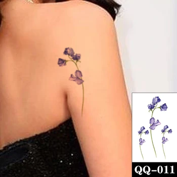 Фиолетовые временные татуировки с изображением Утренней славы, Сексуальный узор, Поддельная татуировка, Водонепроницаемая татуировка, нога, рука, Маленький Размер для женщин, девочек