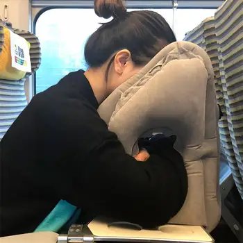 Флокированный Надувной Дорожный Спальный мешок, Переносная подушка, Подушка для шеи для Мужчин и Женщин, Спящий на открытом воздухе в самолете, поезде