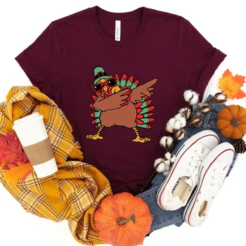 Футболка с Индейкой на День Благодарения, Забавная футболка с индейкой, женские осенние футболки, одинаковые рубашки для всей семьи на день благодарения, топы в стиле Харадзюку